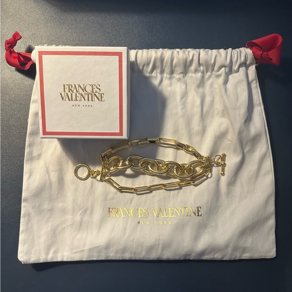Frances Valentine Mixed-Link Gold Bracelet with Toggle Clasp